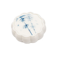 Hand-Painted Blue and White Floral Teapot Lid Rest for Gongfu Tea Ceremony