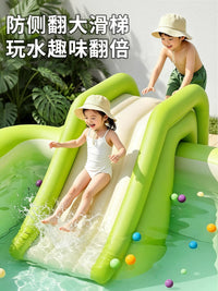 Inflatable Swimming Pool for Kids and Family, Large Outdoor/Indoor Home Pool with Slide
