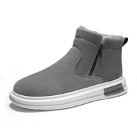 Men's Winter Mid-Top Snow Boots Warm Fleece-Lined Slip-On Anti-Slip
