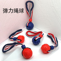 Pet Dog Chew Toy with Elastic Rope for Training and Teeth Cleaning - Bone or Tire Shape