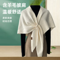 Women's Winter Wool Blend Cross Knit Shawl Scarf Warm Poncho