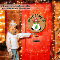 FairySandy 29-Piece Autumn Gnome Welcome Sign with Interchangeable DIY Wooden Ornaments