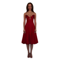 Women's Christmas Floral Deep V-Neck Midi Evening Dress