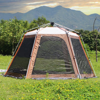 Automatic Hexagonal Aluminum Pole Outdoor Camping Tent with Sun Protection and Mosquito Net