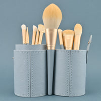 10-Piece Blue Bridge Makeup Brush Set with Soft Bristles and Portable Storage