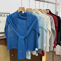 Women's Ice Silk Knit Shawl T-Shirt Top for Summer