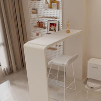 Modern Minimalist Cream Slab Bar Table for Home Dining, Kitchen, or Balcony