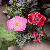 Metal Flower Bird Bath with Shepherd's Hook for Outdoor Garden and Yard