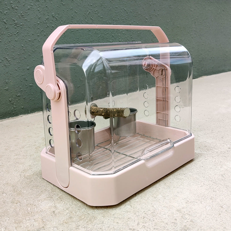 Multifunctional Transparent Portable Parrot Travel Cage Pet Carrier Display Cage Bird Cage
