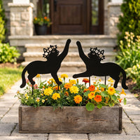 European Retro Garden Cat Silhouette Metal Rusty Ornament Outdoor Decor