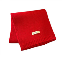 New Year Red 100% Australian Merino Wool Scarf for Women, Solid Color Knitted Thick Warm Neck Warmer