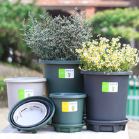 Root Control Plastic Plant Pot with Tray for Succulents and Seedlings, Balcony Garden Planter