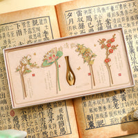 Four Seasons Delight Bookmark & Ornament Gift Set - Chinese Style Souvenir for Friends & Teachers