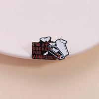 Halloween Horror Theme Enamel Pin Cartoon Coffin Red Letter Bat Alloy Badge Accessory
