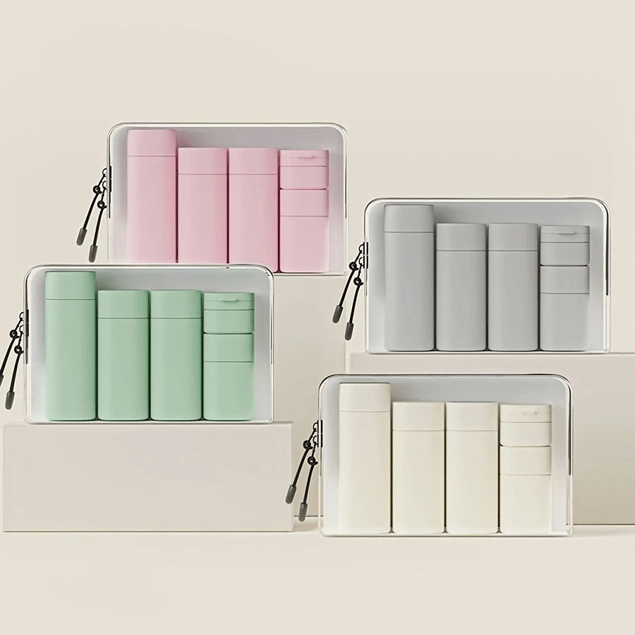 Travel Toiletry Bottle Set for Shampoo, Lotion, and Creams - 11-Piece Refillable Cosmetic Containers