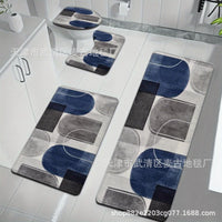 Geometric Patchwork Faux Cashmere Bathroom Mat Set