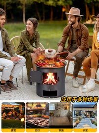 Portable Wood Burning Stove for Outdoor Camping and Indoor Heating, Multi-functional Cooker
