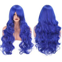 80cm Long Curly Cosplay Wig with Bangs, Multi-color Heat Resistant Synthetic Hair