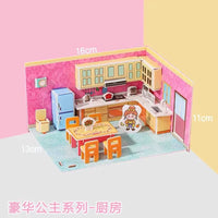 Kids' 3D DIY Paper Puzzle Room Model Kit - Creative Quiet Book Toy Set of 4