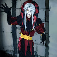Freak Circus Pierrot Clown Halloween Cosplay Costume Set with Mask