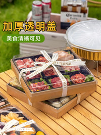 Disposable Picnic Bento Box with 9 Compartments for Hotpot BBQ Fruit Outdoor Camping