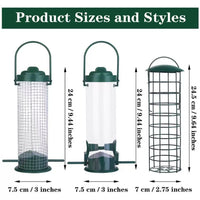 Outdoor Hanging Bird Feeder Set - Automatic Metal Seed Dispenser for Wild Birds