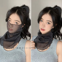 Women's Summer Ice Silk Neck Gaiter with Ear Loops, UV Protection Sun Mask for Outdoor Activities