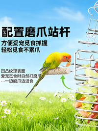 Stainless Steel Bird Feeder Fruit Vegetable Basket Hanging Toy for Parrots
