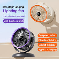 USB Desk Fan with Digital Display, Wall Mountable, Portable for Office and Dorm