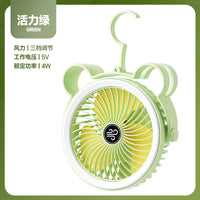 Portable Camping Fan with LED Light - Rechargeable USB Desk Fan for Travel, Dorm, and Outdoor Use
