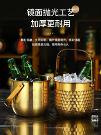 Stainless Steel Double-Layer Insulated Ice Bucket with Hammered Finish for Bar KTV Champagne Wine Beer
