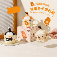 New Year Festive Persimmon Ceramic Mug with Lid - Creative Design Coffee Breakfast Cup