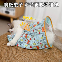 Crinkle Paper Cat Tunnel Toy with Play Bag - Interactive and Durable for Cats