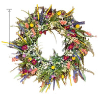 Wildflower Woven Wreath, Artificial Colorful Front Door Wreath for Spring, Summer & Thanksgiving Decor