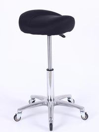 Ergonomic Saddle Stool with Backrest, Adjustable Height, Silent Wheels, for Salon and Workshop