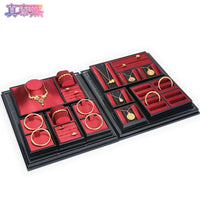 Chinese Style Lacquer & Silk Jewelry Display Trays for Necklaces, Bracelets, Earrings