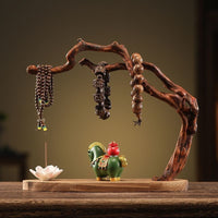 Wooden Root Carving Display Stand for Bracelets and Necklaces, Jewelry Organizer