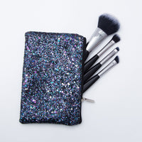 Zhuoerya Mini Portable 4-Piece Cosmetic Brush Set with Pouch