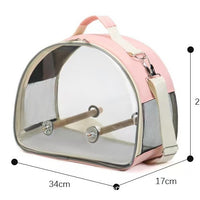 Bird Carrier Backpack for Parrots Hamsters Small Cats Guinea Pigs and Mynah Birds, Transparent Pet Travel Cage with Perches
