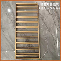 Aluminum Alloy Wall-Mounted Wine Rack with Glass Shelves and LED Lighting, Modern Luxury Wine Cellar Display