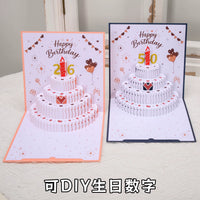 3D Pop-Up Musical Birthday Card with Lights and Recording Function, Foldable Cake Design, Premium Gift Card with Envelope
