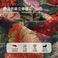 Oil Painting Style Faux Linen Sofa Cover All-Inclusive Anti-Scratch Pet Protector Slipcover