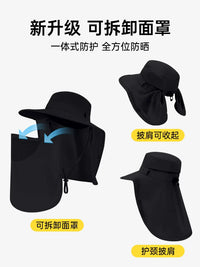 Women's Wide Brim Sun Hat with Neck Flap and Face Mask, UV Protection Breathable Summer Outdoor Hat