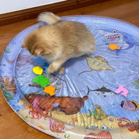 Pet Water Cooling Mat for Cats and Dogs, Scratch-Resistant Inflatable Ice Pad, Ocean World Design