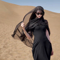 Oversized Chiffon Sun Protection Scarf for Travel and Photography, Ethnic Style Shawl for Women