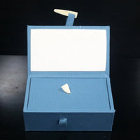 Vintage Gray Bone Buckle Brocade Jewelry Box for Stamps, Gifts, and Porcelain