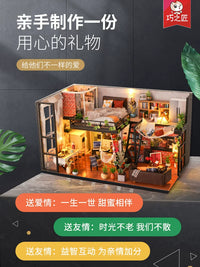 DIY Miniature Dollhouse Kit with Music and Dust Cover, Wooden Model Building Set for Adults and Teens