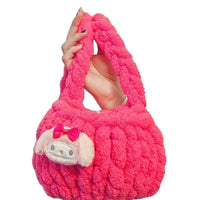 DIY Cloud Bag Crochet Kit with Cartoon Plush Charm, Handmade Crossbody Shoulder Bag Gift for Her