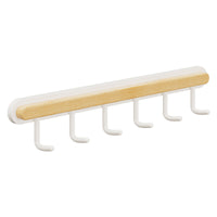Wall-Mounted Wooden Kitchen Utensil Rack with Hooks, No-Drill Installation, Waterproof & Rustproof