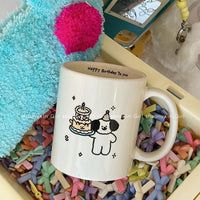 Cute Cartoon Puppy Birthday Cake Mug with Spoon, High Aesthetic Value, Home Gift for Festivals